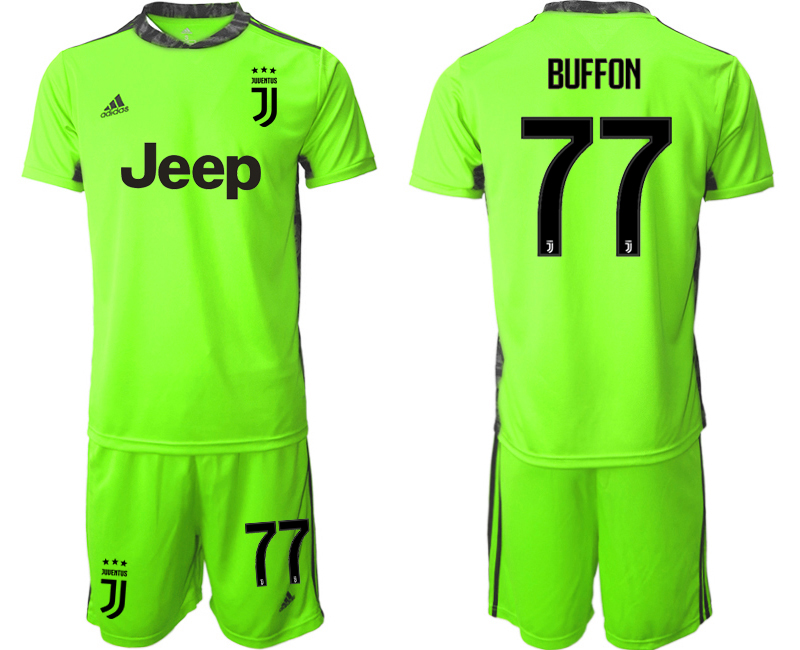 Men 2020-2021 club Juventus fluorescent green goalkeeper #77 Soccer Jerseys->juventus jersey->Soccer Club Jersey